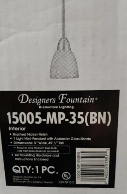 Designers Fountain 15005-MP-35 Torino Mini Colgante, Níquel Cepillado 45.5" L 5" W Foto 1 de 4