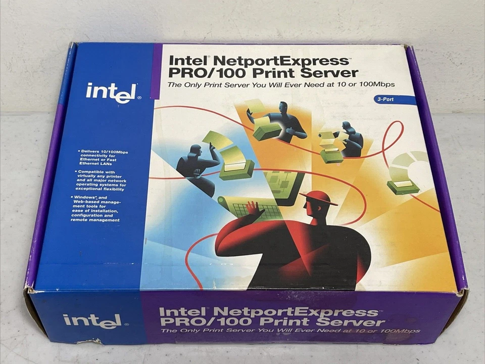 New Intel NetportExpress PRO/100 Three Port Print Server PCLA2451 - Image 1 of 4