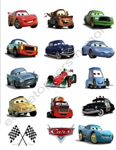 Cars Edible Print Premium Cupcake/Cookie Toppers Frosting Sheets Favors 2 Sizes - Picture 1 of 2