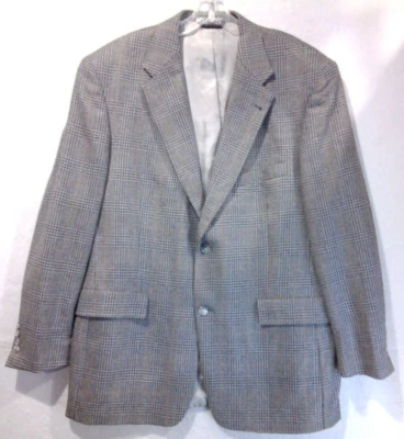 Abrigo deportivo Roundtree & Yorke lana de cordero mezcla de cachemir pata de gallo gris talla 42R Foto 1 de 4