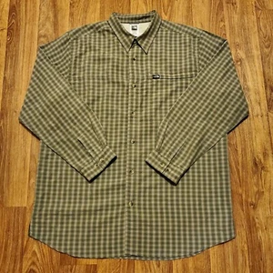 The North Face Shirt Mens XL Zip Pocket Green Flannel Roll-Tab Sleeve Outdoors - Picture 1 of 8