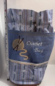 Crochet Yarn Bag Yarn Organizer Storage Made N Germany Handarbeit Drawstring 16” - Picture 1 of 12