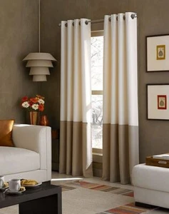 2 Curtainworks Ösen oben Kendall Farbblock Vorhang Paneele in Elfenbein 52"X108" - Bild 1 von 3