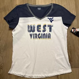 NEW WVU WEST VIRGINIA MOUNTAINEERS T SHIRT Football V-Neck Women’s XL - Picture 1 of 7