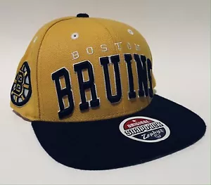 BOSTON BRUINS ZEPHYR ORIGINAL SNAPBACK GOLD WOOL / ACRYLIC FLAT BILL HAT CAP - Picture 1 of 10