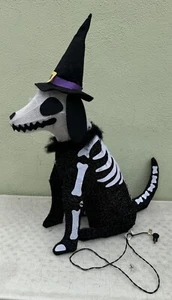 Halloween 3' Light Up Skeleton Witch Tinsel Dog Home Accents Outdoor Light Decor - Picture 1 of 18