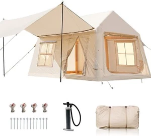 SLSY 8 Personen aufblasbares Campingzelt mit Netzfenstern & übergroßer Baldachinpumpe - Bild 1 von 35