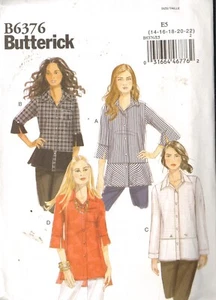 Butterick B6376 Sewing Pattern Women's Loose Fitting Shirts Size 14-22 uncut - Picture 1 of 2