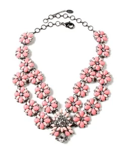 NEW Amrita Singh "Stately" Light Coral & Peach Crystal & Resin Necklace $120 - Picture 1 of 4