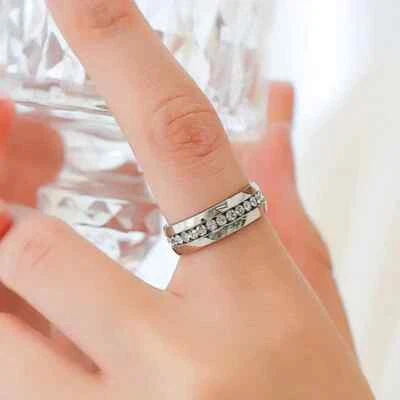 Süßer Silber Zirkon Damen Ring Edelstahl Partner Freundschaft Finger Ring Frauen - Bild 1 von 3