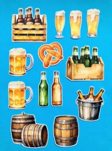 BEER - 12 x Die Cuts Toppers Card Making Brewery Barrel Bottles Pint Octoberfest - Picture 1 of 7