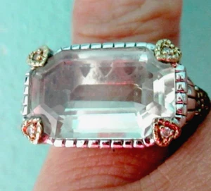 Judith Ripka Sterlingsilber 18 K Gold grüner Amethyst & Diamant Ring Größe 6 Geschenkbox - Bild 1 von 20