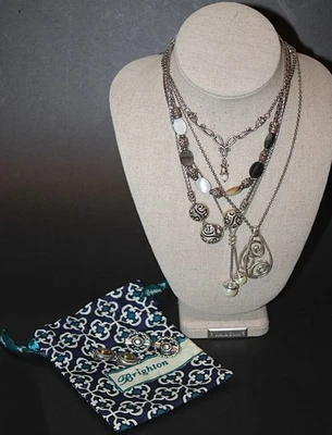 Brighton Lote Tulipán Abulón Remolino Perla Pergamino 5 Collares y 2 Pares Pendientes Clip Foto 1 de 4