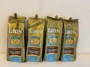 4pk LION 100% KONA Coffee Ground Medium/Light Roast 7oz 3/26 Free Shipping - Picture 1 of 8