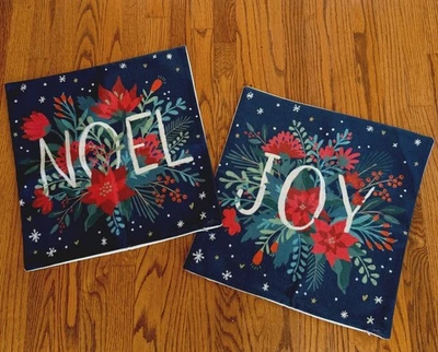 Christmas Pillow Covers (2) 18x18 Noel Joy Throw Decorative Covers - Image 1 of 4