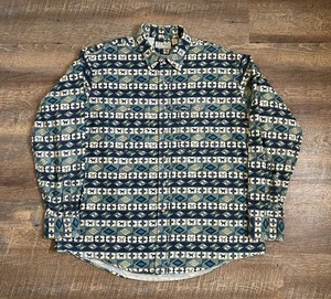 Vintage LL Bean Chamois Southwestern Aztec Tribal Pattern Button Up Shirt Men XL - Picture 1 of 12