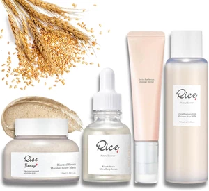 4-stufiges koreanisches Glashaut Set - Reis & Honig leuchtende Maske, Arbutin Serum, Ginseng Auge - Bild 1 von 12