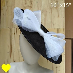 black white fascinator wedding hatinator hat Kentucky Derby Royal Ascot bow - Picture 1 of 2