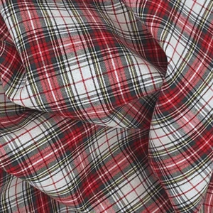 Vestido rojo blanco Stewart tartán tela de algodón a cuadros: 58" W cuadros clásicos - Imagen 1 de 6