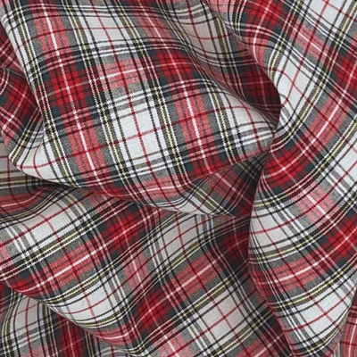 Vestido rojo blanco Stewart tartán tela de algodón a cuadros: 58" W cuadros clásicos Foto 1 de 4