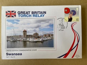 Mercury 2012 Olympic Torch Relay L/E Commemorative Stamp Cover SWANSEA 586G - Picture 1 of 2