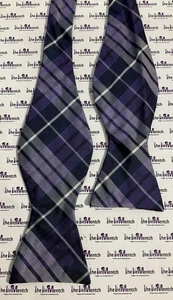 Rare Brooks Brothers Purple Plaid Design Self Tie Adjustable Bow Tie Silk NEW - Picture 1 of 2