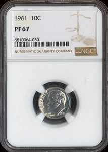 1961 Roosevelt Dime Silber NGC PP PF67 Qualität - Stempelglanz* - Bild 1 von 2