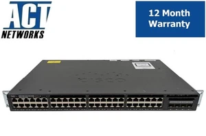 Cisco WS-C3650-48FQM-S 48-Port PoE+ Gigabit Managed Switch w/ 4x 10Gb SFP+ Uplin - Picture 1 of 4