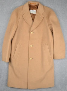Vintage Aquascutum Camel Hair Trench Coat Womens 44L Beige Wool Notch Long - Picture 1 of 20