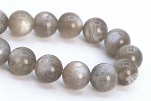 9-10 mm Echte Natürliche Grau Mondstein Perlen Klasse A + Rund Lose Perlen 8 Zoll - Bild 1 von 3