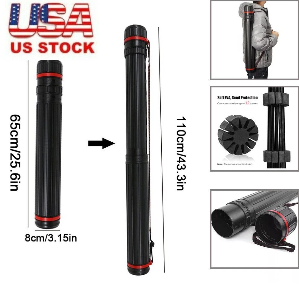 Adjustable Arrow Quiver Foam Rack Shoulder Tube Archery Case Back Quiver Hunting - Image 1 of 4