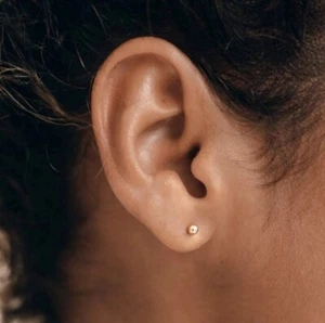 #U11 New Ball Gold Tone Stud Earrings Minimalistic Small Tiny - Picture 1 of 1