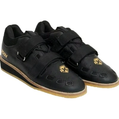 Zapatos de levantamiento de pesas de cuero RXN negros dorados para hombre talla 7 nuevos cómodos para trabajar  Foto 1 de 4