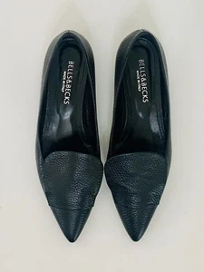 Bells & Becks Lia Black Leather Flats Size 38.5 US 8 $375 - Picture 1 of 8