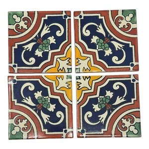 (Vier) Mexikanische Talavera Fliese Setubal Handarbeit Backsplash Mosaik 41/4 x 41/4 Lebendig - Bild 1 von 8