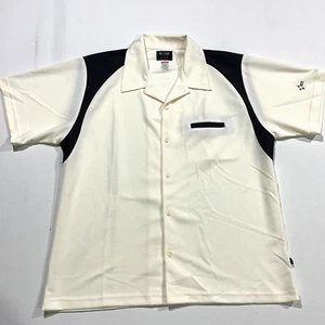 BC Ethic Custom Crafted Cream & Black Button-Up Polyester Shirt XL VINTAGE USA - Bild 1 von 10