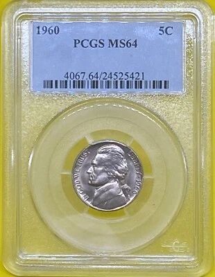 1960 P 5C Jefferson Nickel   PCGS MS64 - Image 1 of 4