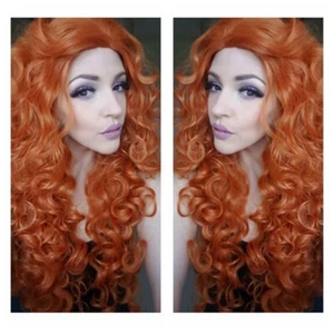 Long Deep Curly Orange Wigs Cosplay Anime Wigs Costume Wigs for Halloween Party - Picture 1 of 9