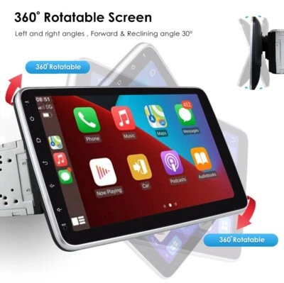 Double 2DIN 10.1" Rotatable Car Stereo Radio Android 12 Carplay GPS DSP 4+32GB - Image 1 of 4