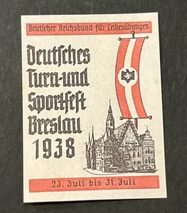 Tercer Reich NSDAP Propaganda Sello Etiqueta Viñeta Nazi Alemán Gimnasia Deportes - Imagen 1 de 2