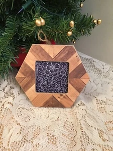 Multi Wood Hexagon Picture Frame - Hanging - Holds 3x 3 Photo - Studio Decor - Picture 1 of 6