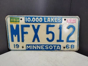 Matrícula de colección 1968 Minnesota 10.000 Lakes # MFX 512 caducada 69 y 70 etiquetas - Imagen 1 de 8