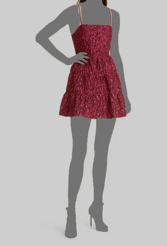 Alice Olivia Womens Pink "Jamila" Floral Jacquard Mini Dress Size 6 Zz74