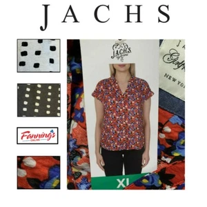 JACHS Girlfriend New York Ladies' Blouse Short Sleeve Button Up Shirt L31 - Picture 1 of 20
