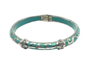 Sterling Silver 925 Turquoise Inlay 8" Bangle - Picture 1 of 4