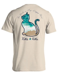 New KITTIE KITTIE The BEACH IS My HAPPY PLACE T SHIRT CAT - Picture 1 of 2