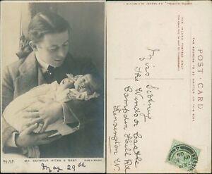 Mr Seymour Hicks & Baby Ellise & Walery JB & Co Beagles Real Photo 