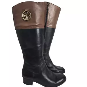 Franco Fortini Stiefel Tall Riding 9M braun schwarz zweifarbig Reißverschluss weite Wade - Bild 1 von 12