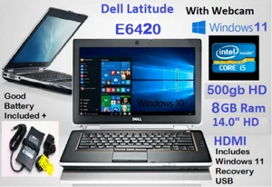 Dell E6420 Fast i5-2.5 500GB 8GB Laptop Office HDMI 14" HD Webcam New-WINDOWS 11 - Picture 1 of 4