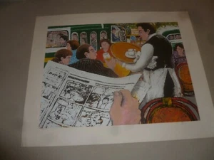 SIGNED DAVID AZUZ CAFE SCENE PRINT LIMITED EDITION LE NUMBERED 161/200  - Picture 1 of 8